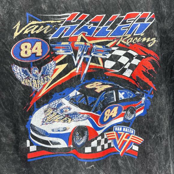 Officially Licensed Van Halen Racing T-Shirt 1984 Black Acid Wash XL NWOT - Picture 5 of 6
